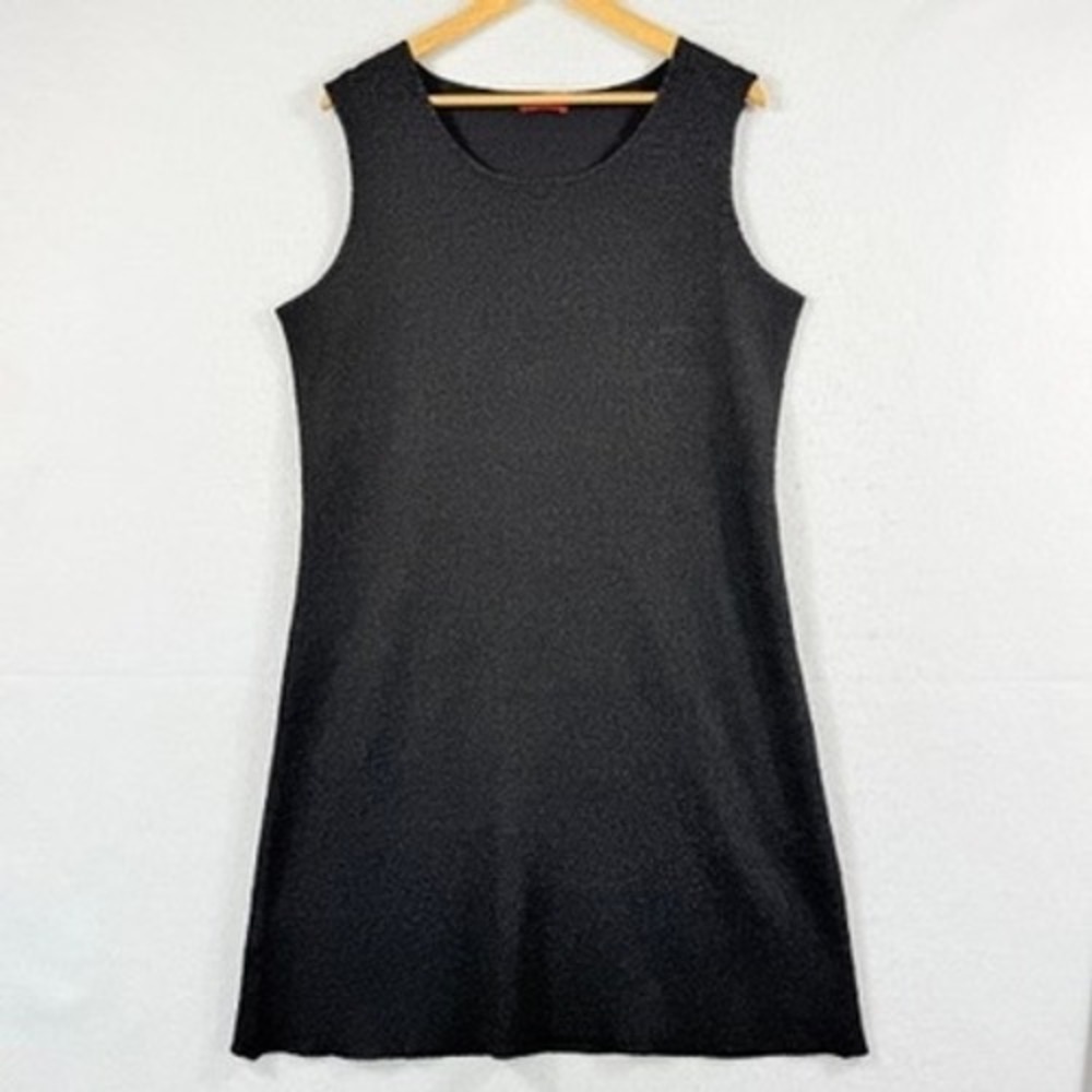 Saint Gil Paris Shift Dress Womens Large Black Textured Crinkle Parisian Chic